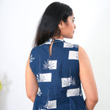 Blue and beige floral cotton co-ords set(attached sleeves)