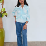 Aqua striped cotton shirt