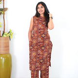 Rust orange geometric cotton co-ords set(attached sleeves)