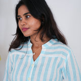 Aqua striped cotton shirt