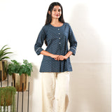 Round neck cotton short kurti-Sapphire