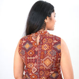 Rust orange geometric cotton co-ords set(attached sleeves)