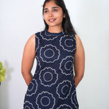 Royal blue floral cotton co-ords set(attached sleeves)