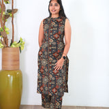 Grey geometric cotton co-ords set(attached sleeves)