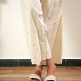 Off white cotton chikankari palazzo