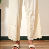 Off white cotton chikankari palazzo