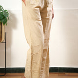 Beige cotton chikankari palazzo