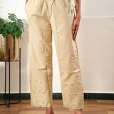 Beige cotton chikankari palazzo