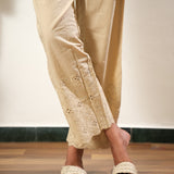 Beige cotton chikankari palazzo