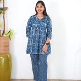 Indigo floral cotton comfies
