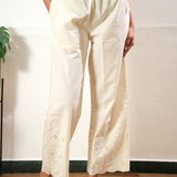 Off white cotton chikankari palazzo