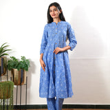 Powder blue lotus cotton button down co-ords set