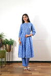 Powder blue lotus cotton button down co-ords set