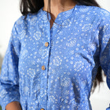 Powder blue lotus cotton button down co-ords set