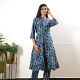 Indigo tie and dye cotton button down co-ords set