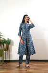 Indigo tie and dye cotton button down co-ords set