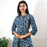 Indigo tie and dye cotton button down co-ords set