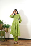 Lime green lotus cotton button down co-ords set