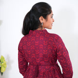Red v neck anarkali cotton kurta