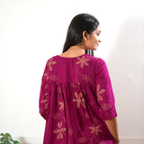 Magenta v neck  cotton co-ords set