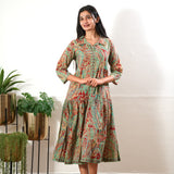 Red paisley collared cotton midi dress