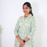 Pastel green v neck anarkali cotton kurta