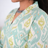 Pastel green v neck anarkali cotton kurta