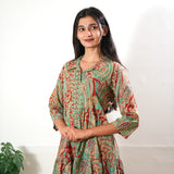 Red paisley collared cotton midi dress