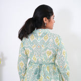 Pastel green v neck anarkali cotton kurta