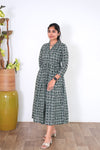 Olive green v neck anarkali cotton kurta