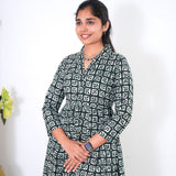 Olive green v neck anarkali cotton kurta