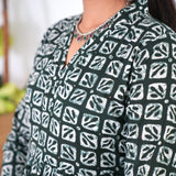 Olive green v neck anarkali cotton kurta