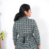 Olive green v neck anarkali cotton kurta