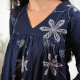 Midnight bule v neck cotton co-ords set