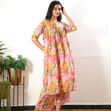 Pink v neck cotton co-ords set
