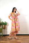 Pink v neck cotton co-ords set