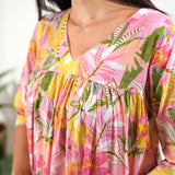 Pink v neck cotton co-ords set