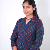 Royal blue v neck anarkali cotton kurta