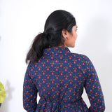 Royal blue v neck anarkali cotton kurta