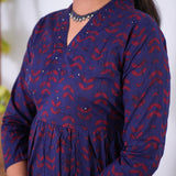 Purple v neck anarkali cotton kurta