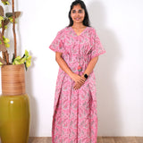 Flamingo pink cotton kaftan