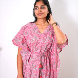 Flamingo pink cotton kaftan