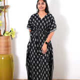 Black paisley cotton kaftan