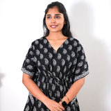 Black paisley cotton kaftan