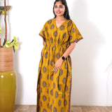 Mustard butta cotton kaftan