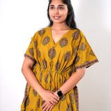 Mustard butta cotton kaftan