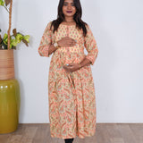 Mustard floral maternity nursing wear