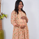 Mustard floral maternity nursing wear