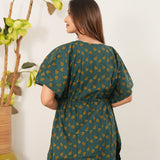 Green cotton maternity nursing kaftan
