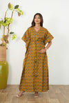 Dark mustard cotton maternity nursing kaftan